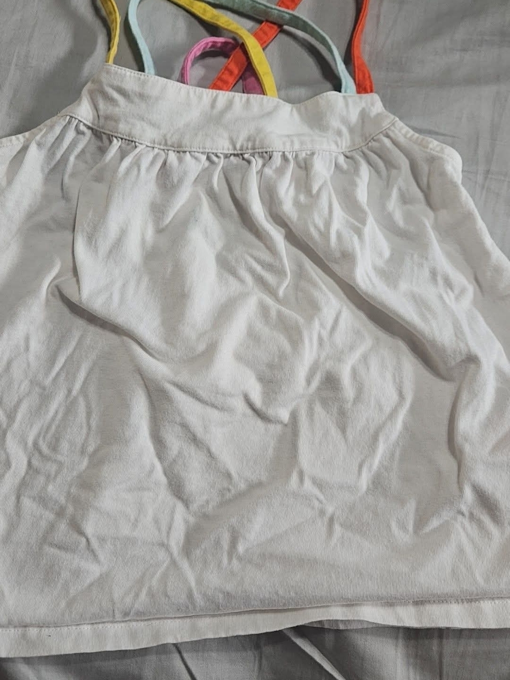 Mini Boden White Tank Top with Multicolor Straps